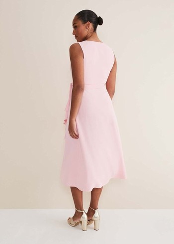 Phase Eight Julissa Sleeveless Ruffle Wrap Dress Pink Canada | RQHLDU-413